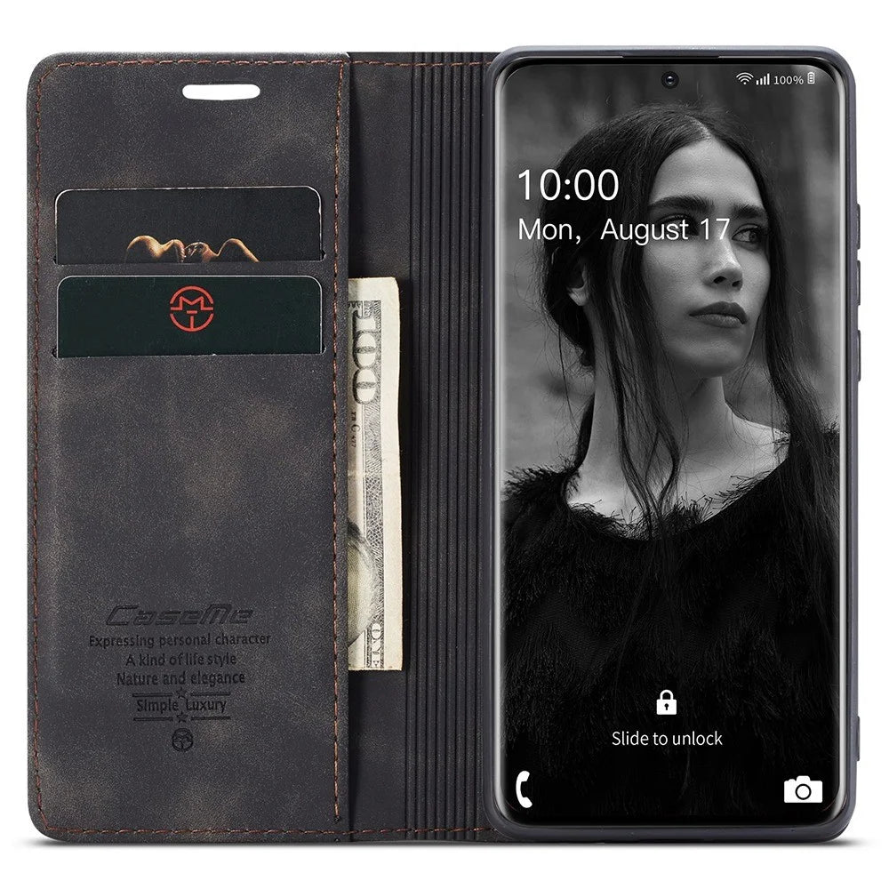 CASEME 013 Series Auto-absorbed Flip Leather Wallet Case for Samsung Galaxy S20 4G/S20 5G - Black - 2