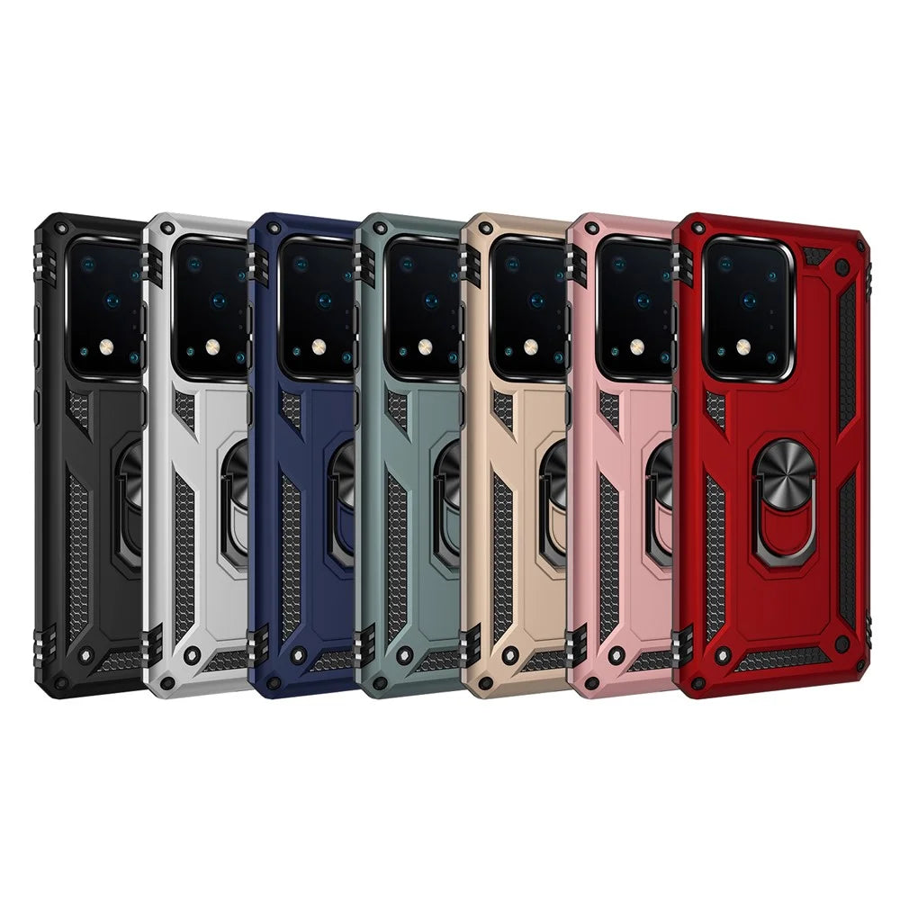 Hybrid PC TPU Kickstand Shell Armor Phone Casing for Samsung Galaxy S20 Ultra - Black - 2