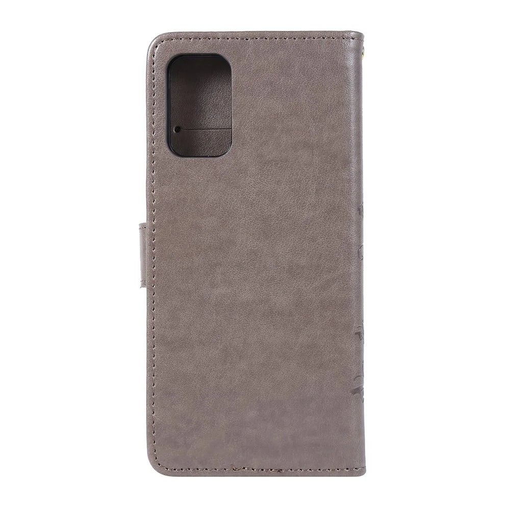 Imprint Butterflies Wallet Stand Flip Leather Phone Case for Samsung Galaxy S20 Plus - Grey - 2