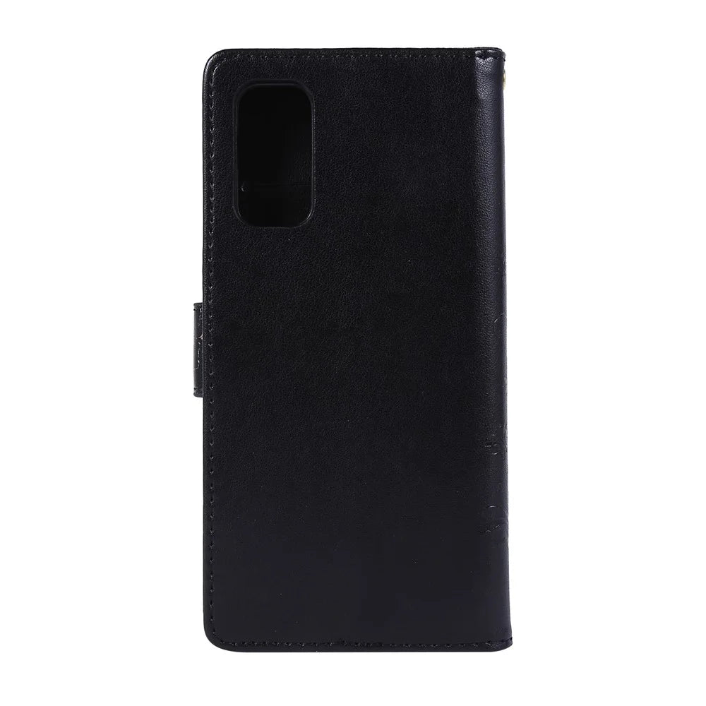 Imprint Butterflies Wallet Stand Flip Leather Case for Samsung Galaxy S20 4G/S20 5G - Black - 2