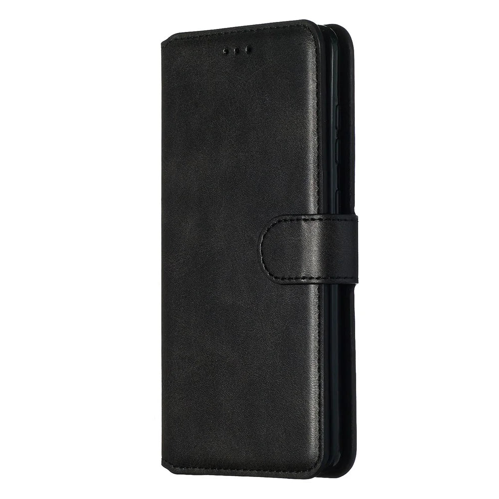 With Wallet Stand Flip Leather Phone Covering for Samsung Galaxy S20 4G/S20 5G - Black - 5