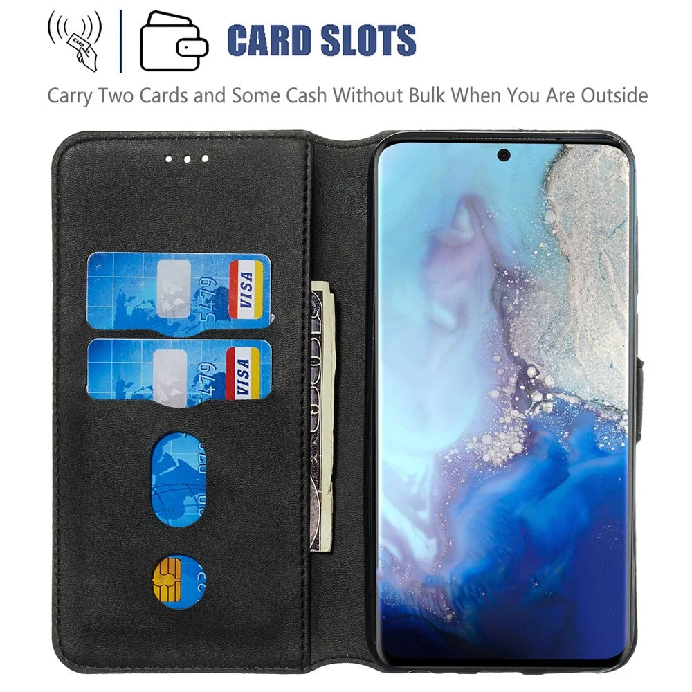 With Wallet Stand Flip Leather Phone Covering for Samsung Galaxy S20 4G/S20 5G - Black - 7