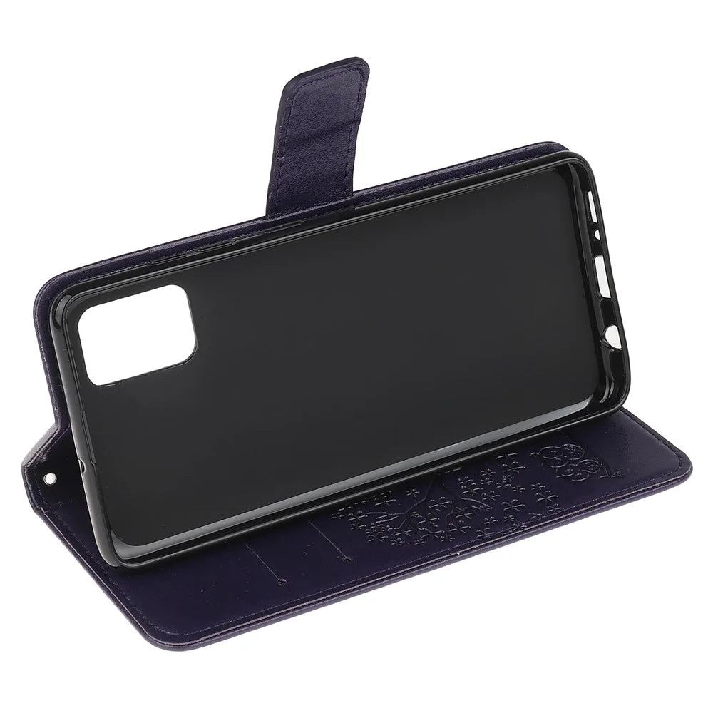Imprint Tree Owl PU Leather Wallet Stand Phone Case for Samsung Galaxy A91/S10 Lite/M80s - Dark Purple - 4