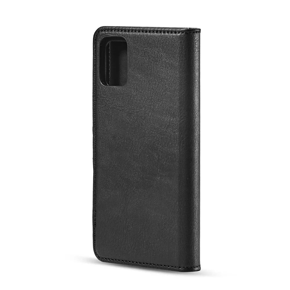 DG.MING For Samsung Galaxy A51 Detachable 2-in-1 Anti-scratch Split Leather Wallet Shell + PC Back Case - Black - 4