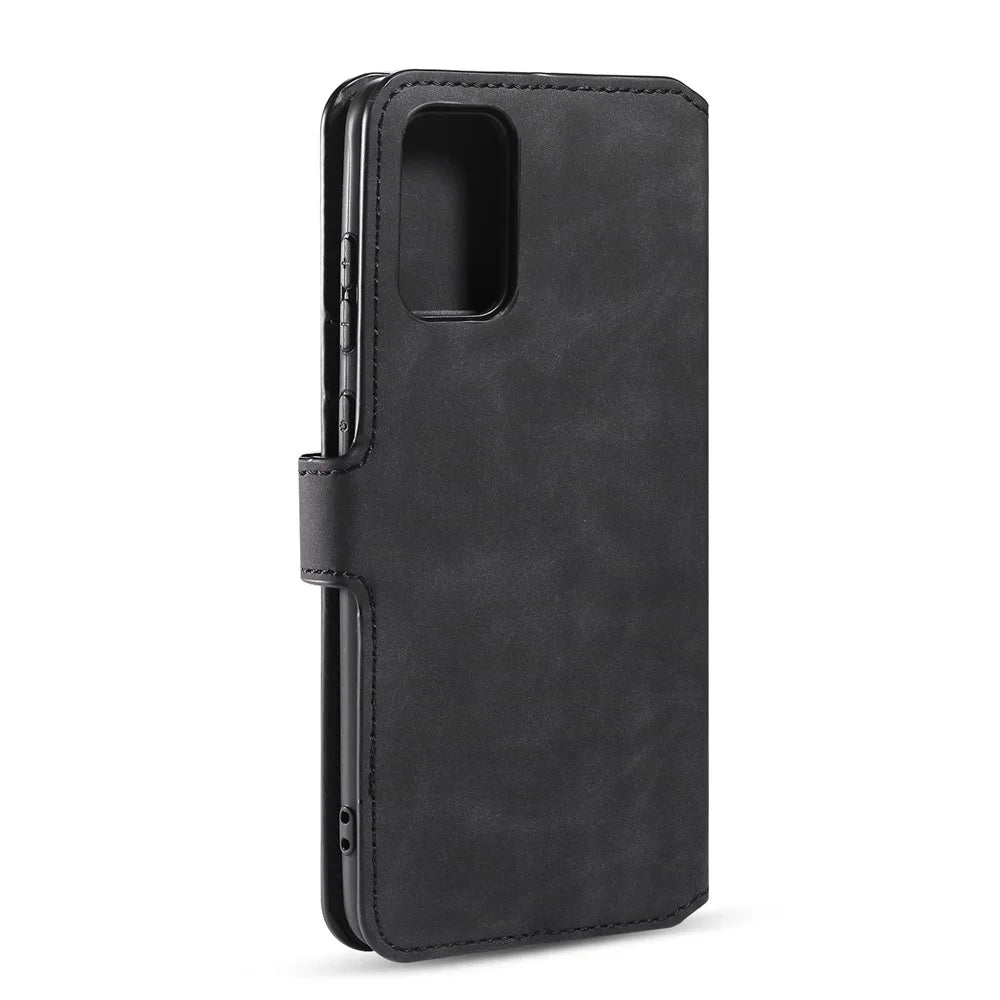 DG.MING Retro Style Leather Wallet Stand Protective Shell Case for Samsung Galaxy S20 4G/S20 5G - Black - 3
