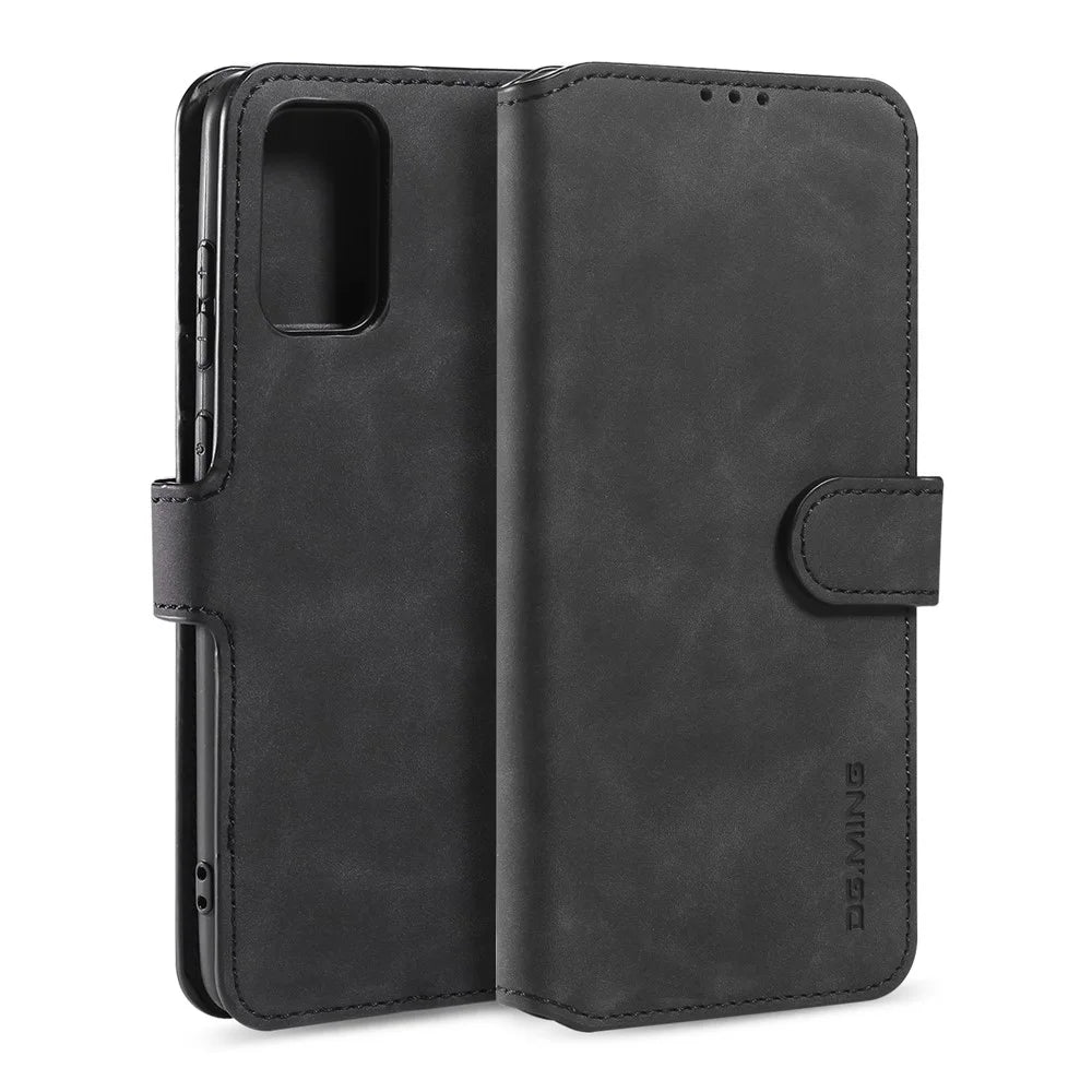 DG.MING Retro with Leather Wallet Case for Samsung Galaxy S20 Ultra - Black - 1