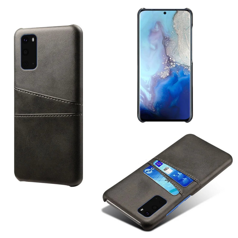 PU Leather Coated Hard PC Unique Shell for Samsung Galaxy S20 Plus - Black - 1