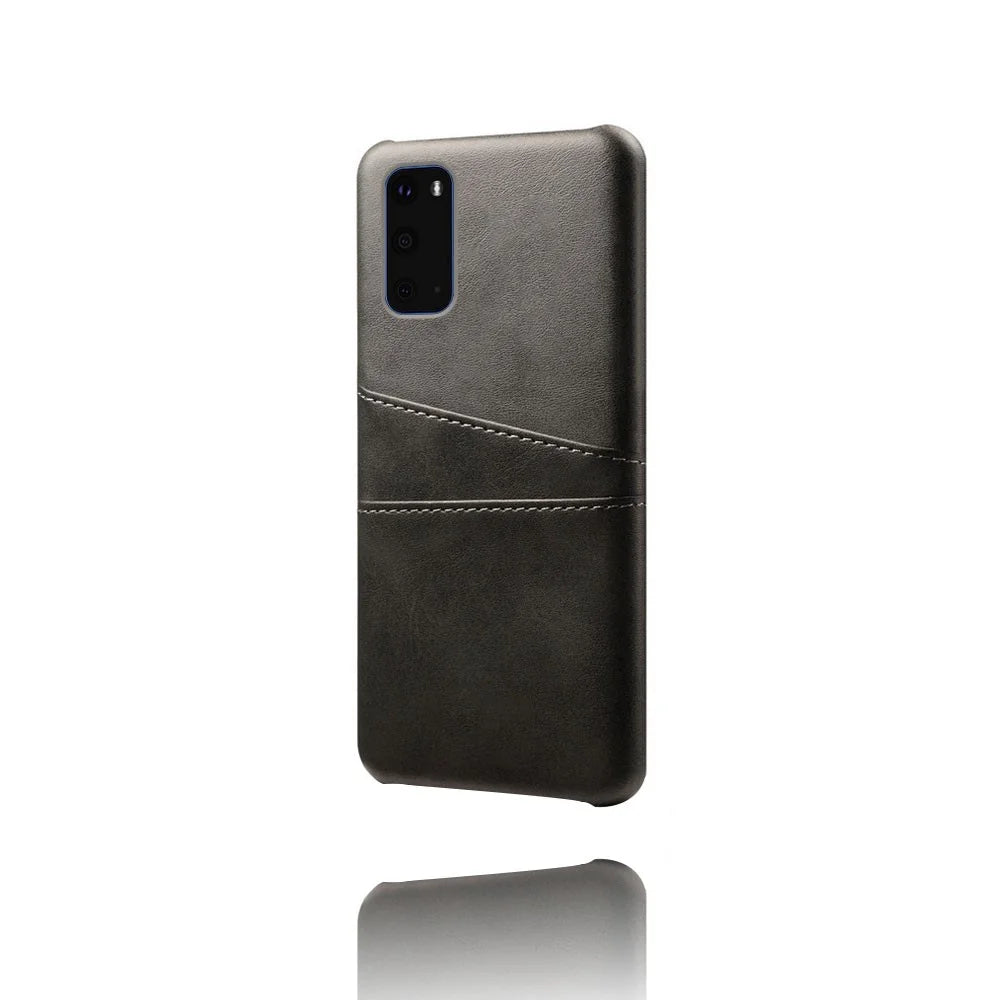 PU Leather Coated Hard PC Unique Shell for Samsung Galaxy S20 Plus - Black - 4