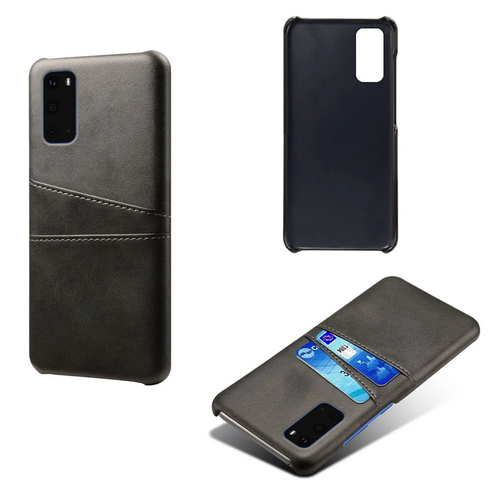 PU Leather Coated Hard PC Unique Shell for Samsung Galaxy S20 Plus - Black - 5