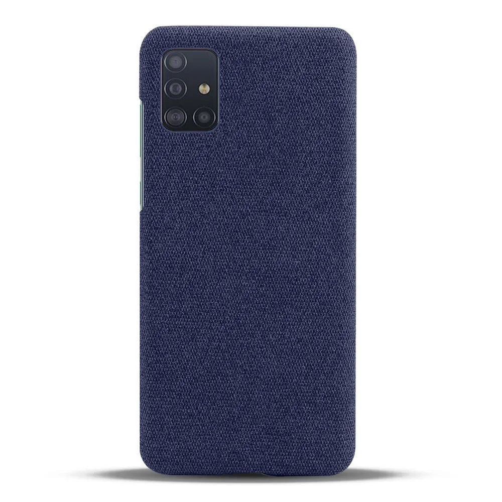 Solid Color Cloth Texture PC Phone Case for Samsung Galaxy A71 A715 - Dark Blue - 3