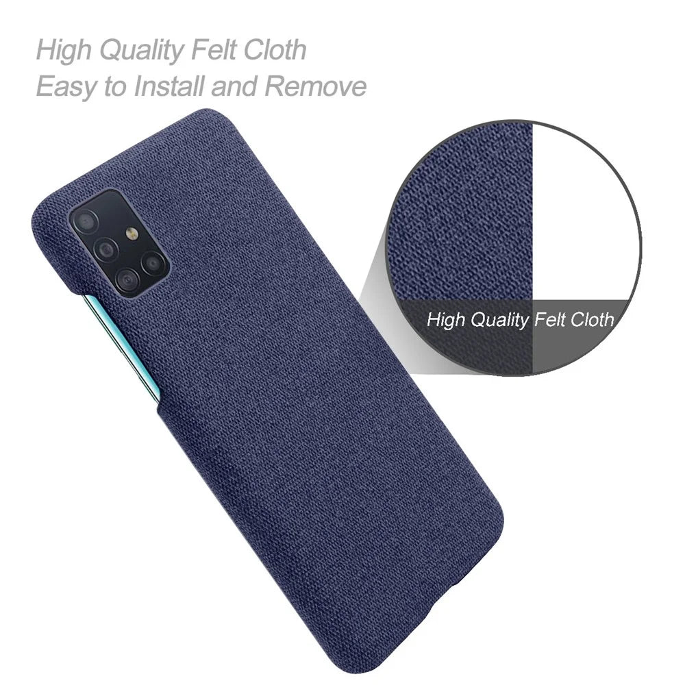 Solid Color Cloth Texture PC Phone Case for Samsung Galaxy A71 A715 - Dark Blue - 4