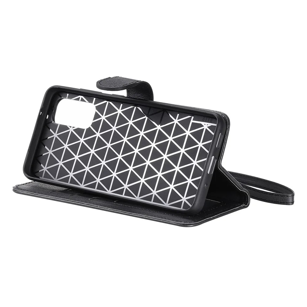 For Samsung Galaxy S20 4G / S20 5G Case 2 in 1 Detachable Magnetic Leather Wallet Mobile Cover with Strap - Black - 5