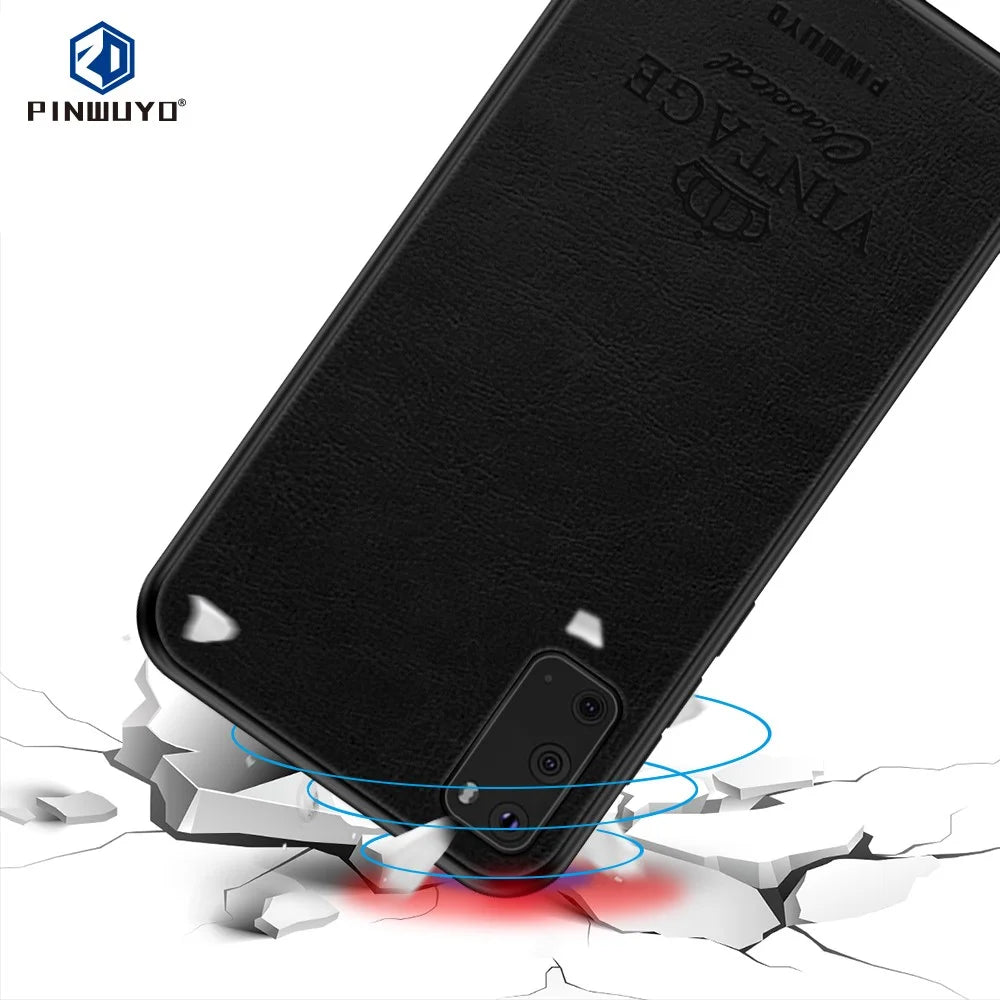 PINWUYO Pin Rui Series PU Leather Coated PC + TPU Phone Shell for Samsung Galaxy S20 4G/S20 5G - Black - 2