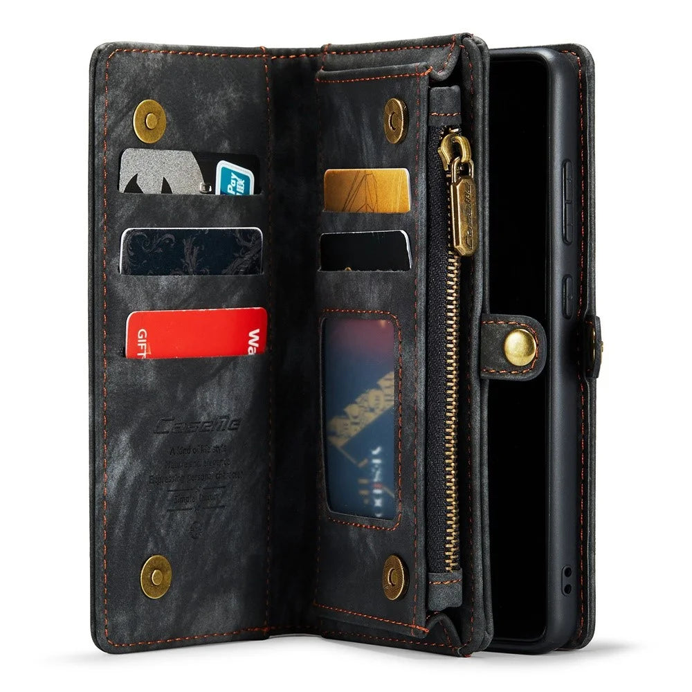 CASEME 008 Series Retro PU Leather Phone Cover Magnetic 2-in-1 Wallet Stand Phone Shell for Samsung Galaxy S20 4G / S20 5G - Black - 4