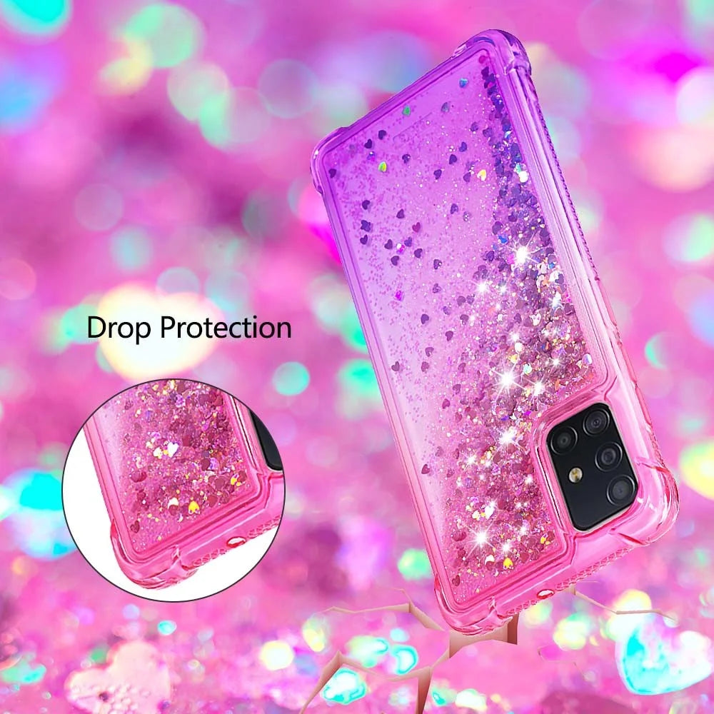 Gradient Glitter Powder Quicksand TPU Case Phone Shell for Samsung Galaxy A51 - Rose/Purple - 6