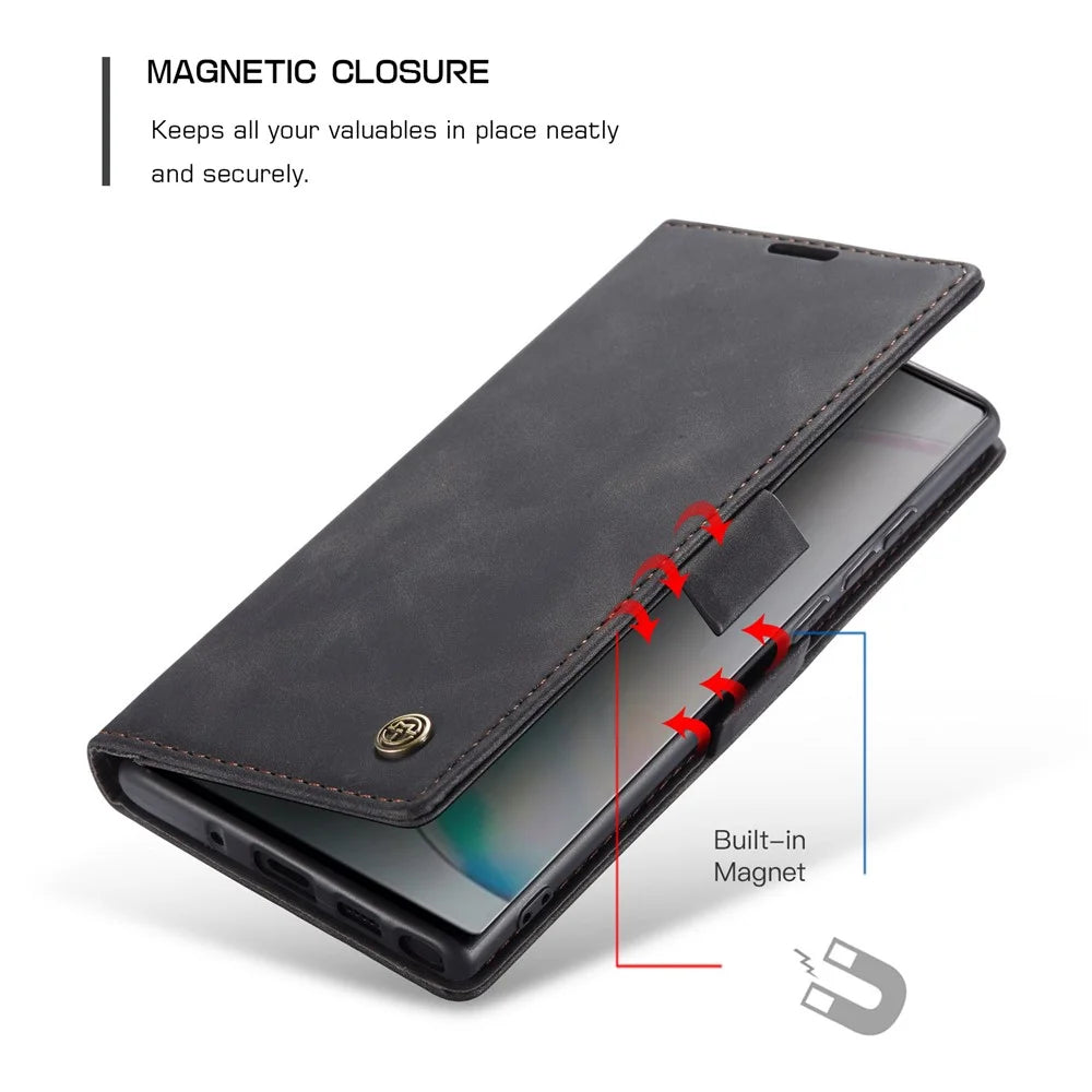 CASEME 013 Series Auto-absorbed Leather Flip Cover for Samsung Galaxy A81/Note 10 Lite - Black - 6