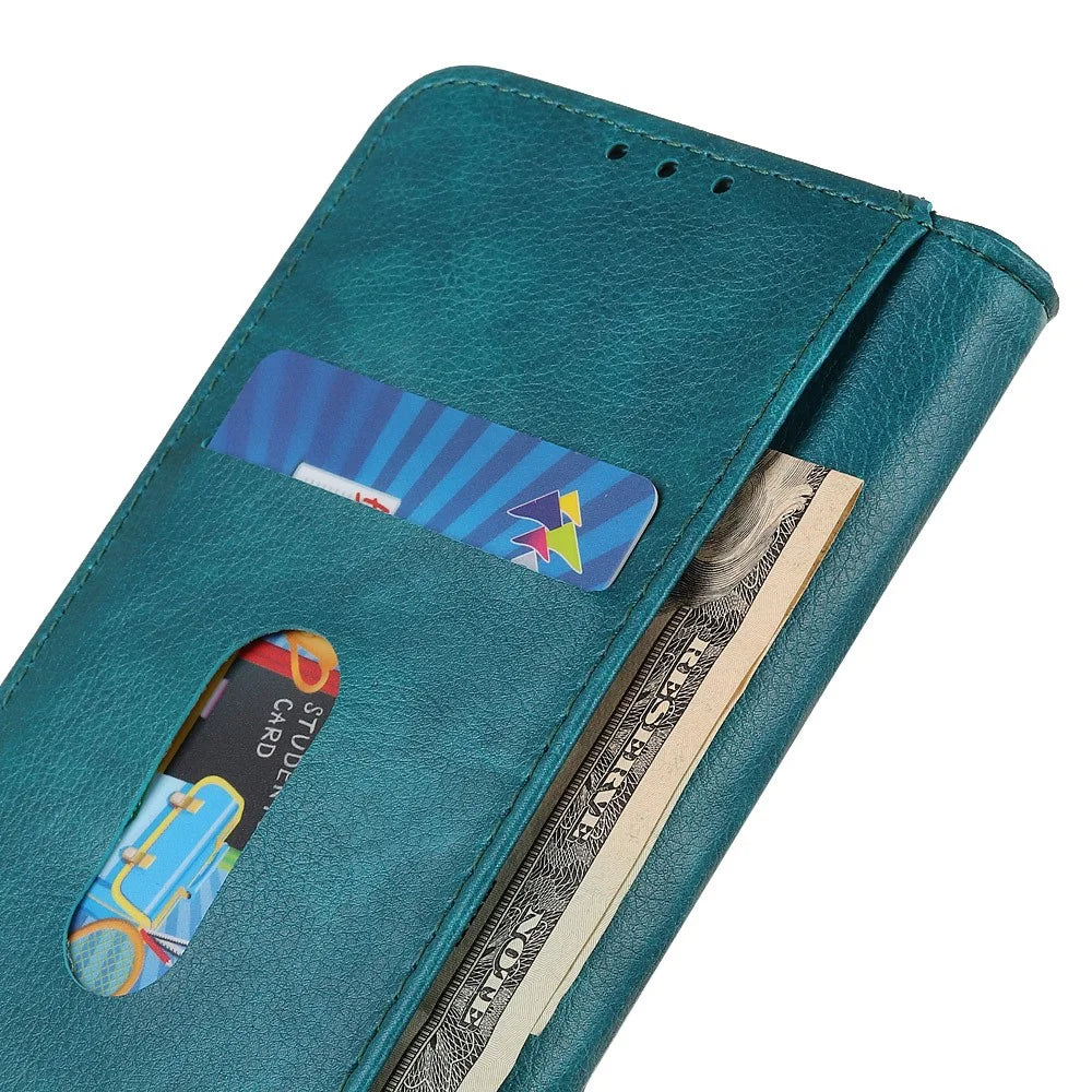 Auto-absorbed Litchi Texture Split Leather Wallet Case for Samsung Galaxy A41 - Green - 7