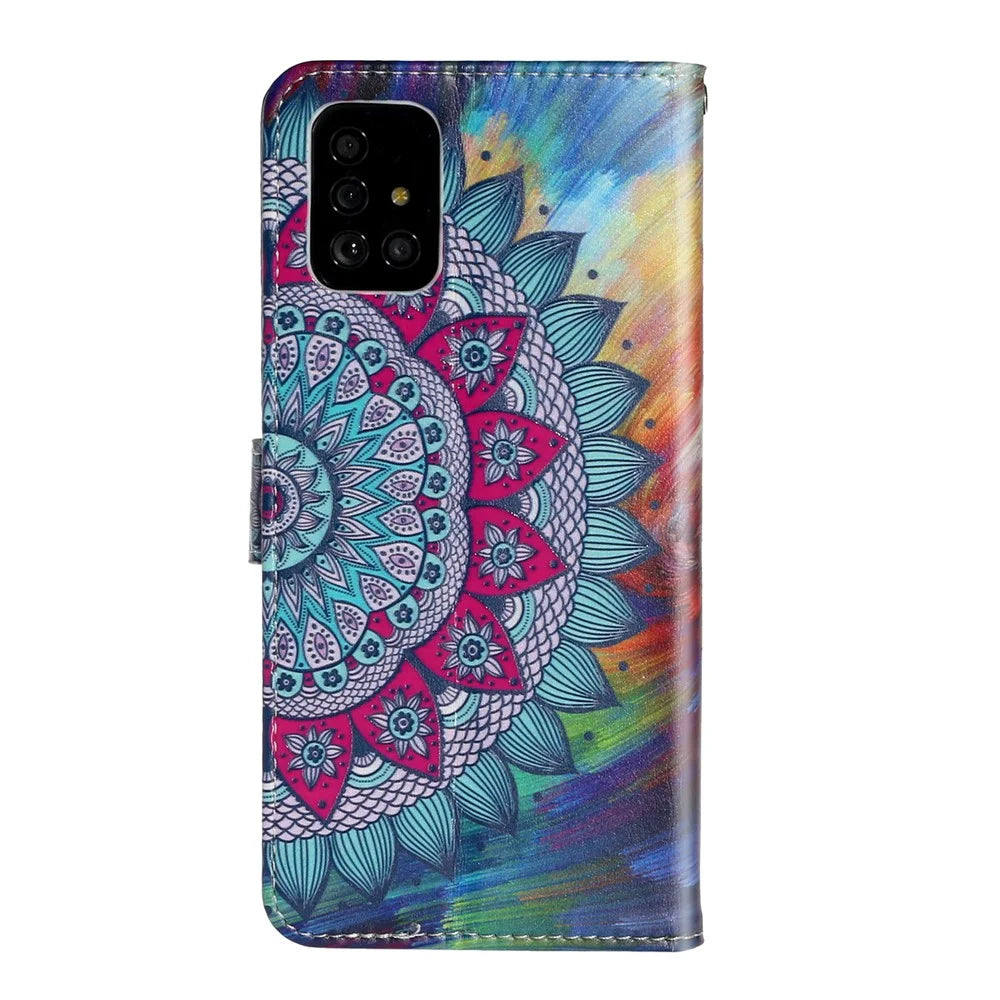 Embossed Pattern Printing Magnetic Leather Wallet Case for Samsung Galaxy A51 - Flower - 4