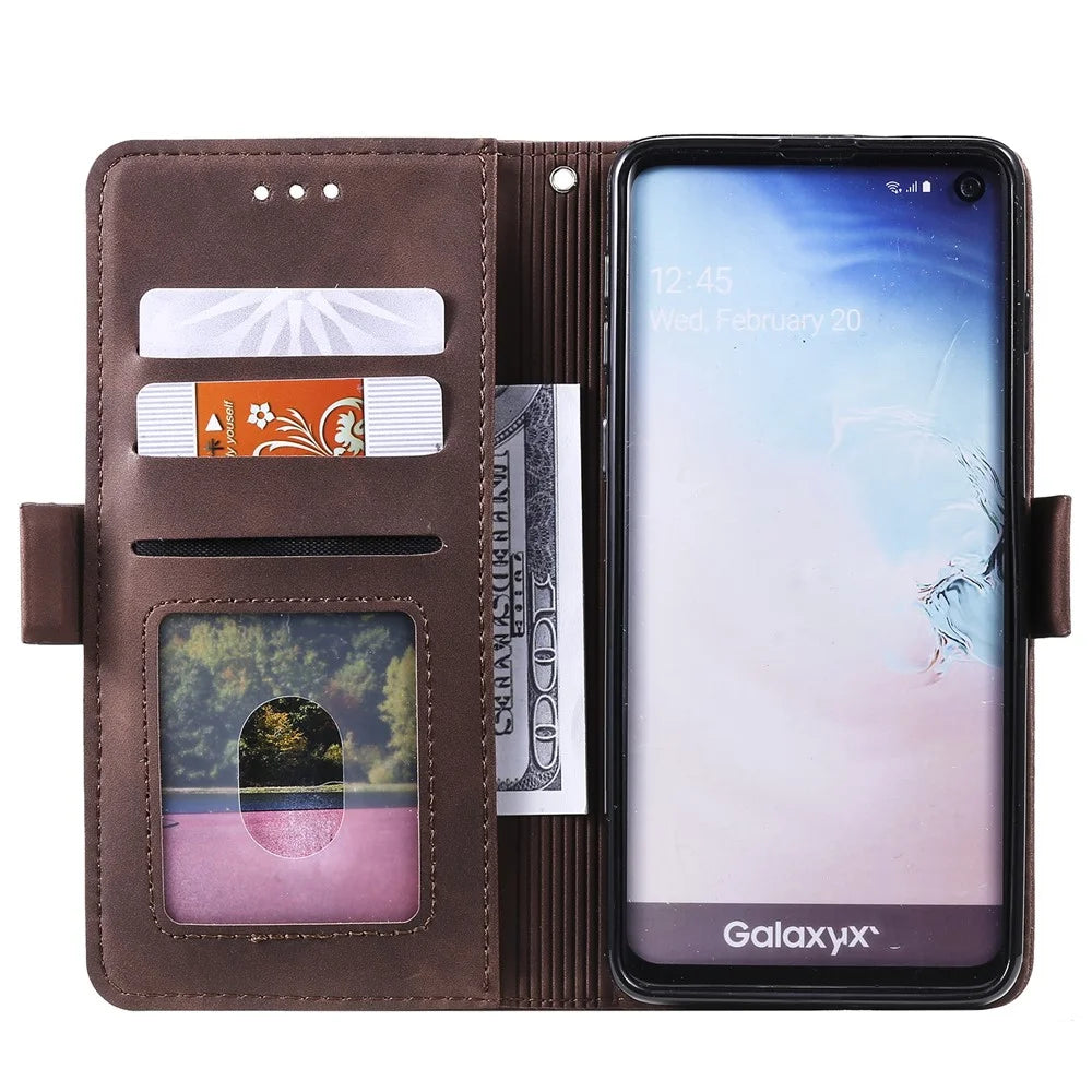 Retro Splicing Leather Shell for Samsung Galaxy S10e - Brown - 6