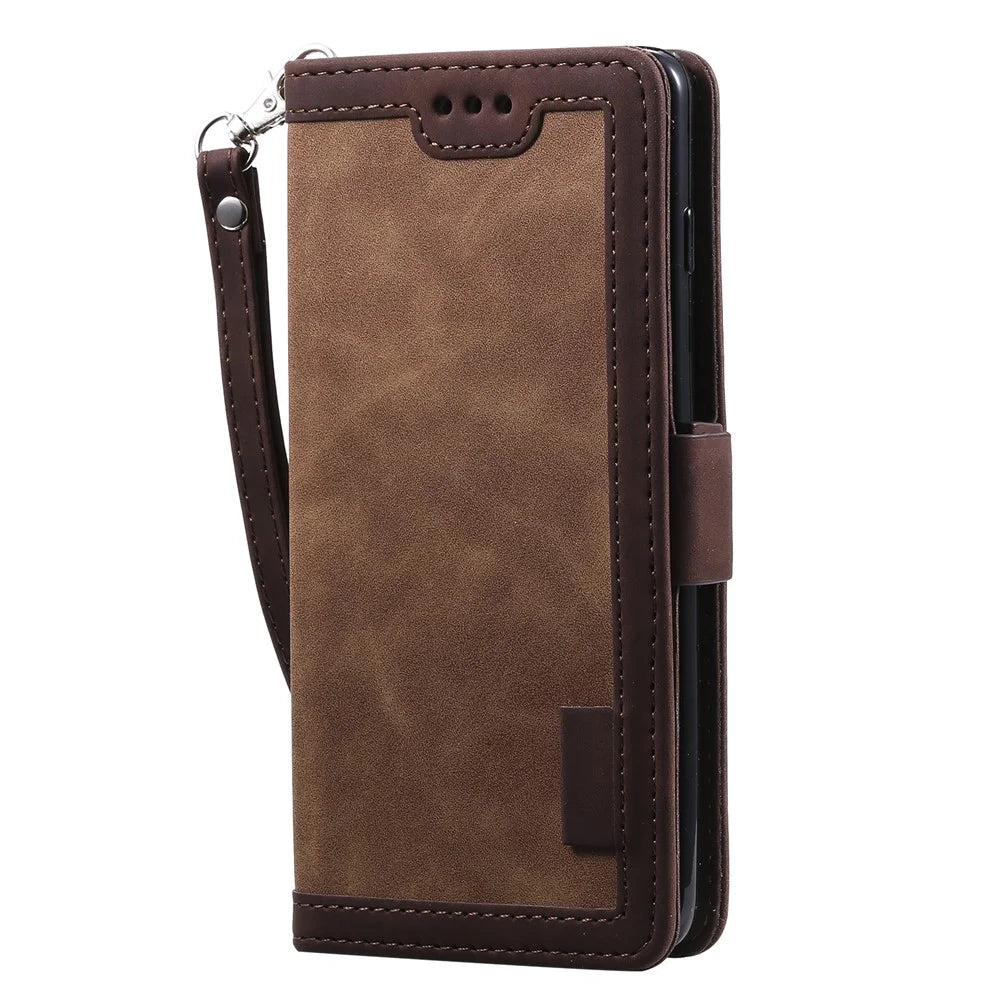 Retro Splicing Leather Wallet Phone Case for Samsung Galaxy S10 Plus - Brown - 4