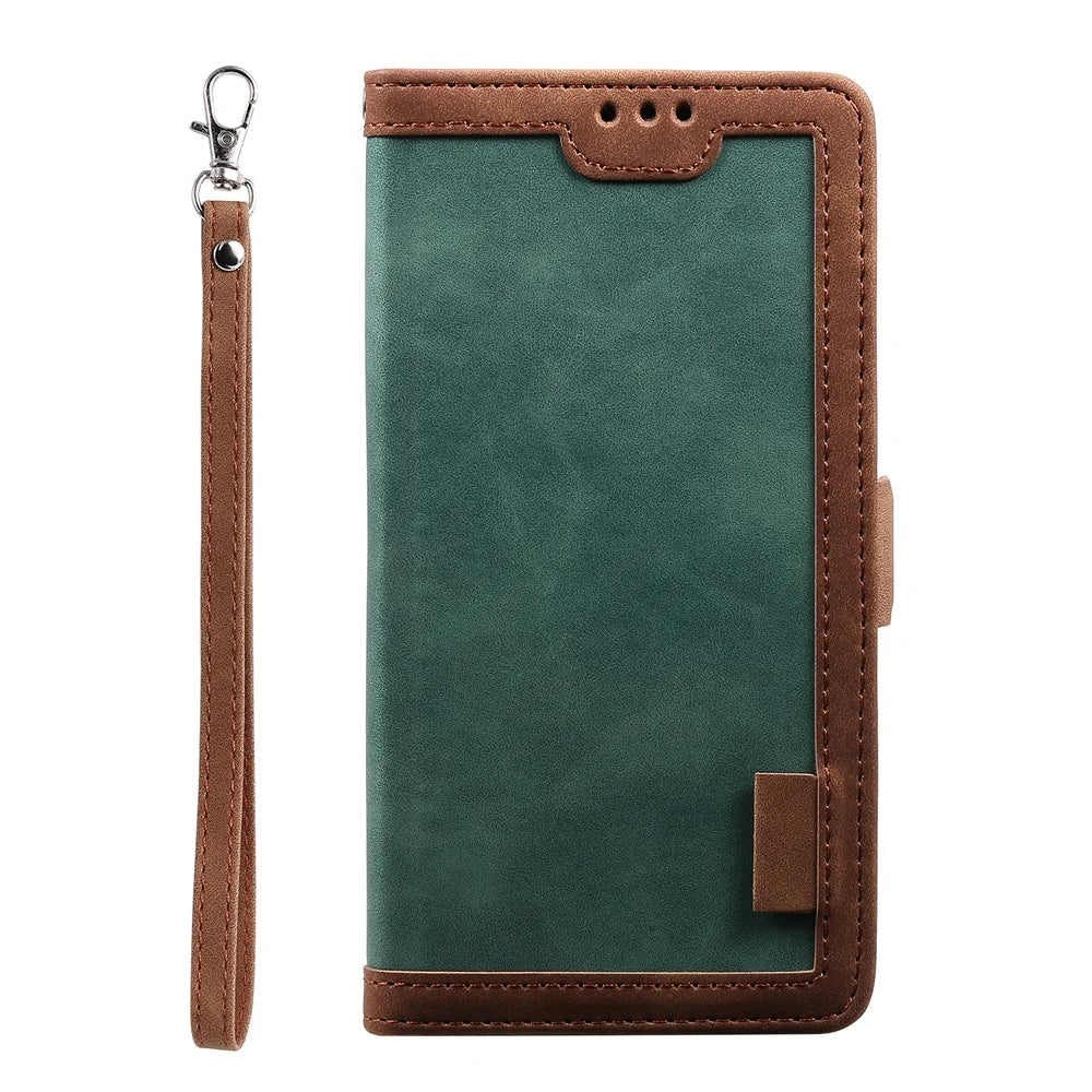 Retro Splicing Leather Phone Casing for Samsung Galaxy A10 - Green - 3