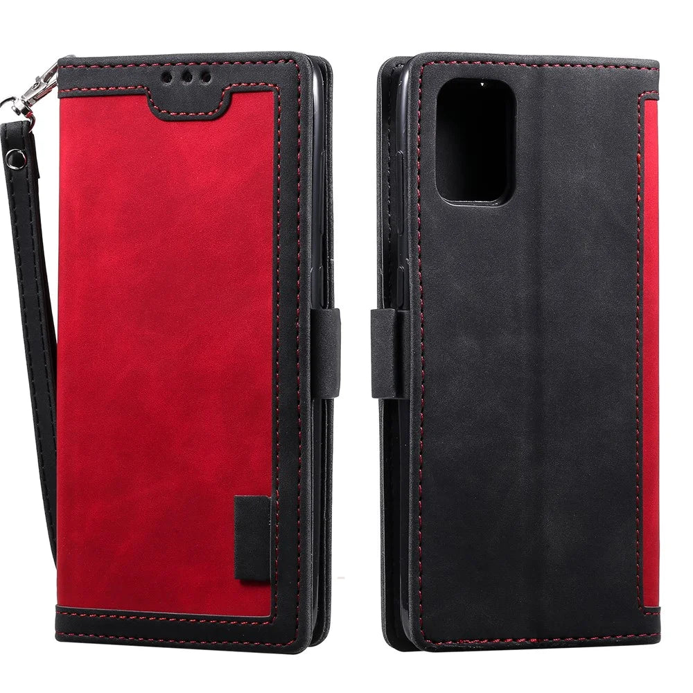 Retro Splicing Leather Casing for Samsung Galaxy A91/S10 Lite - Red - 2
