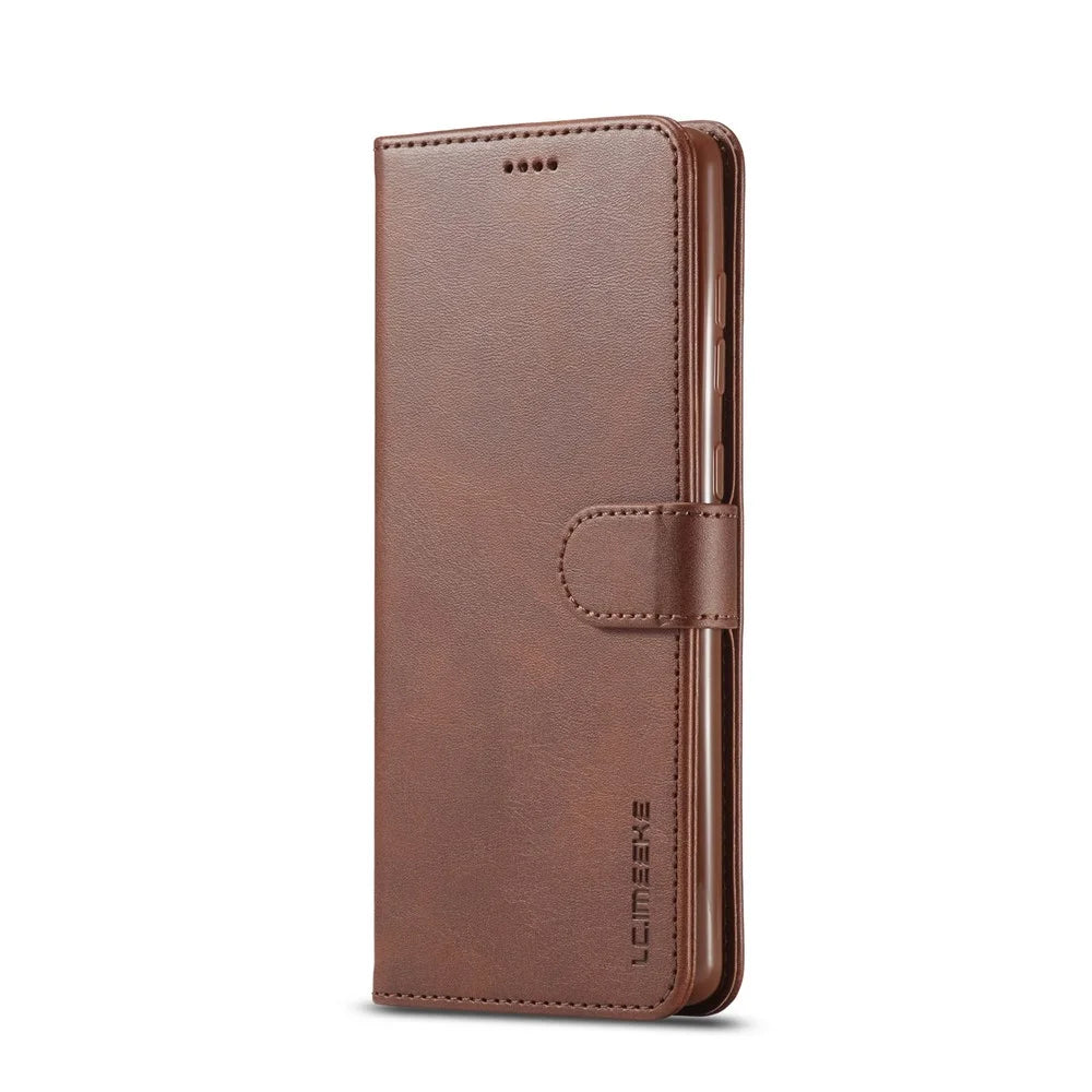 LC.IMEEKE Leather Wallet Stand Case for Samsung Galaxy A81/Note 10 Lite - Coffee - 2