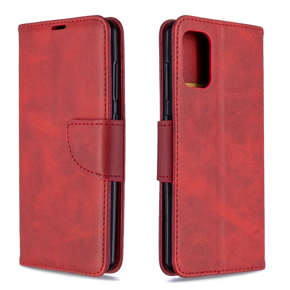 PU Leather Phone Wallet with Stand Phone Cover for Samsung Galaxy A41 (Global Version) - Red - 4