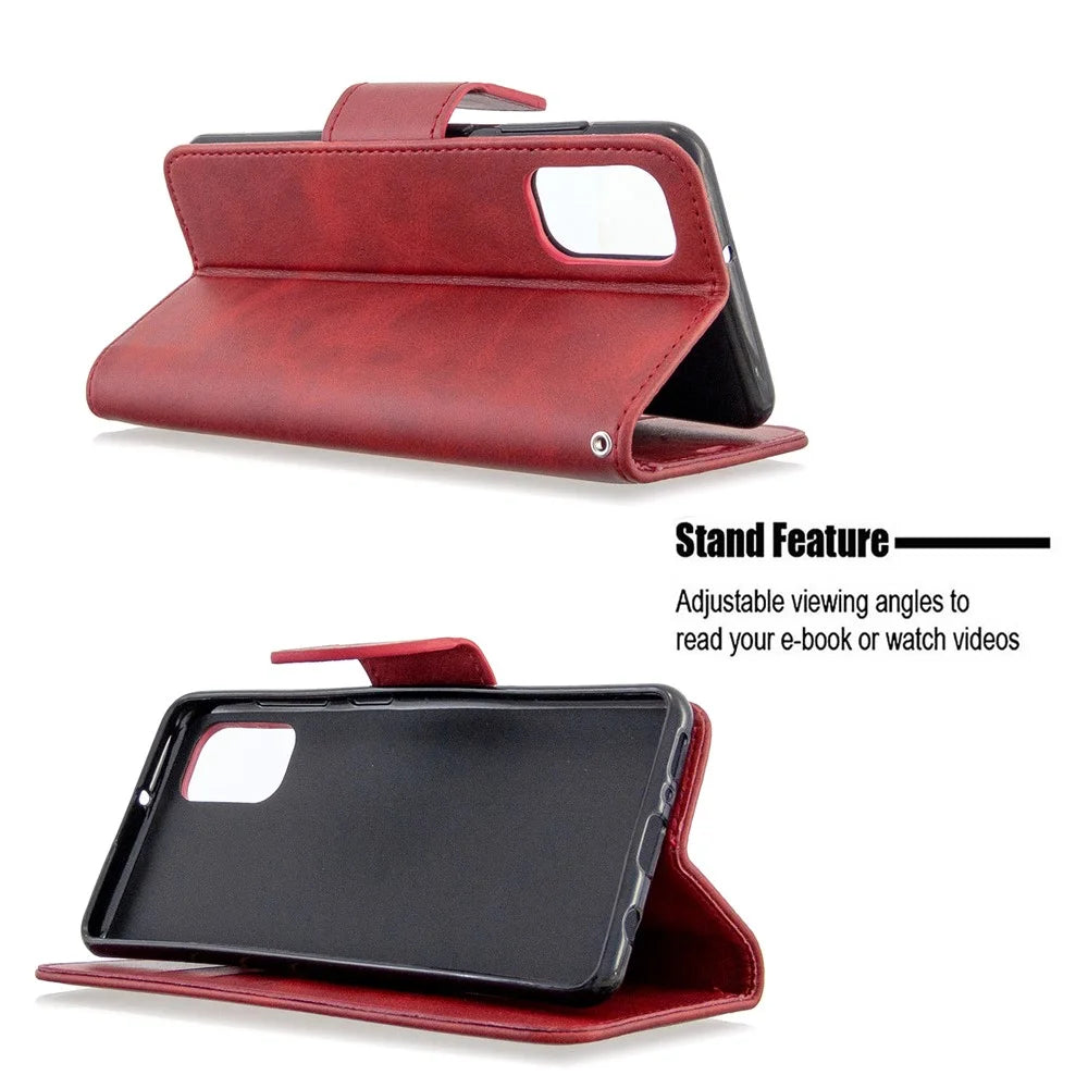 PU Leather Phone Wallet with Stand Phone Cover for Samsung Galaxy A41 (Global Version) - Red - 5