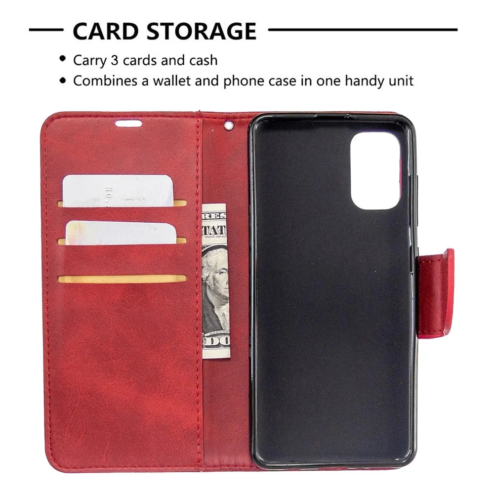 PU Leather Phone Wallet with Stand Phone Cover for Samsung Galaxy A41 (Global Version) - Red - 6