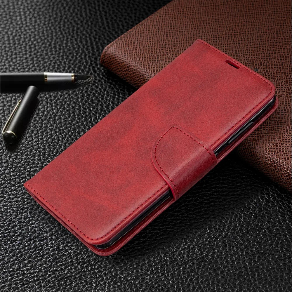 PU Leather Phone Wallet with Stand Phone Cover for Samsung Galaxy A41 (Global Version) - Red - 7