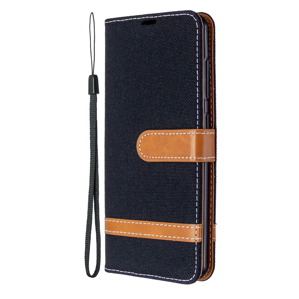 Assorted Color Jeans Cloth Leather Phone Case for Samsung Galaxy A41 (Global Version) - Black - 2