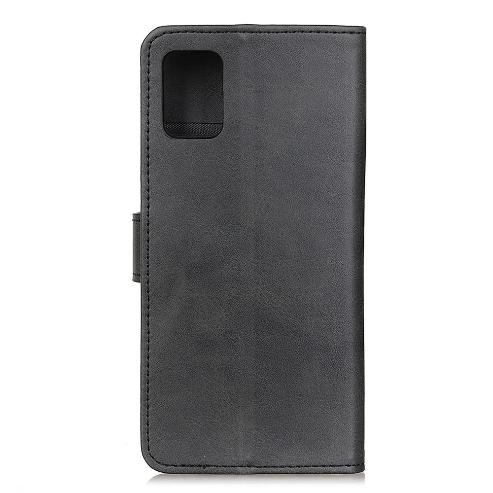 Matte Skin Leather Stand Cover with Wallet Cell Phone Case for Samsung Galaxy A31 - Black - 2