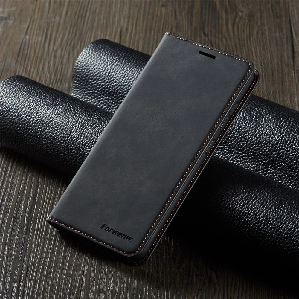 FORWENW Fantasy Series Silky Touch Cell Phone Leather Wallet Case for Samsung Galaxy A51 - Black - 7