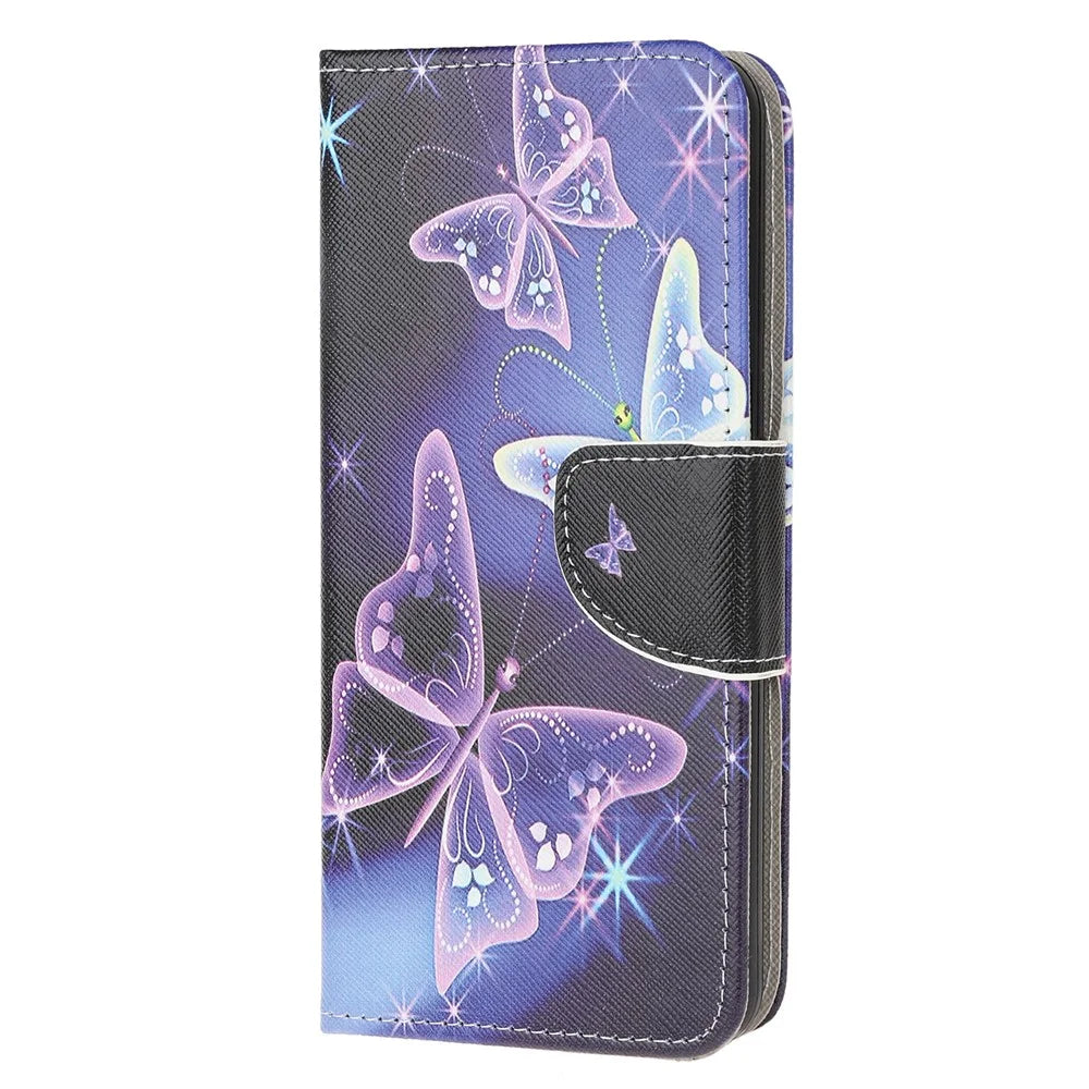 Pattern Printing Cross Texture Leather Wallet Case for Samsung Galaxy A51 5G - Vivid Butterflies - 2