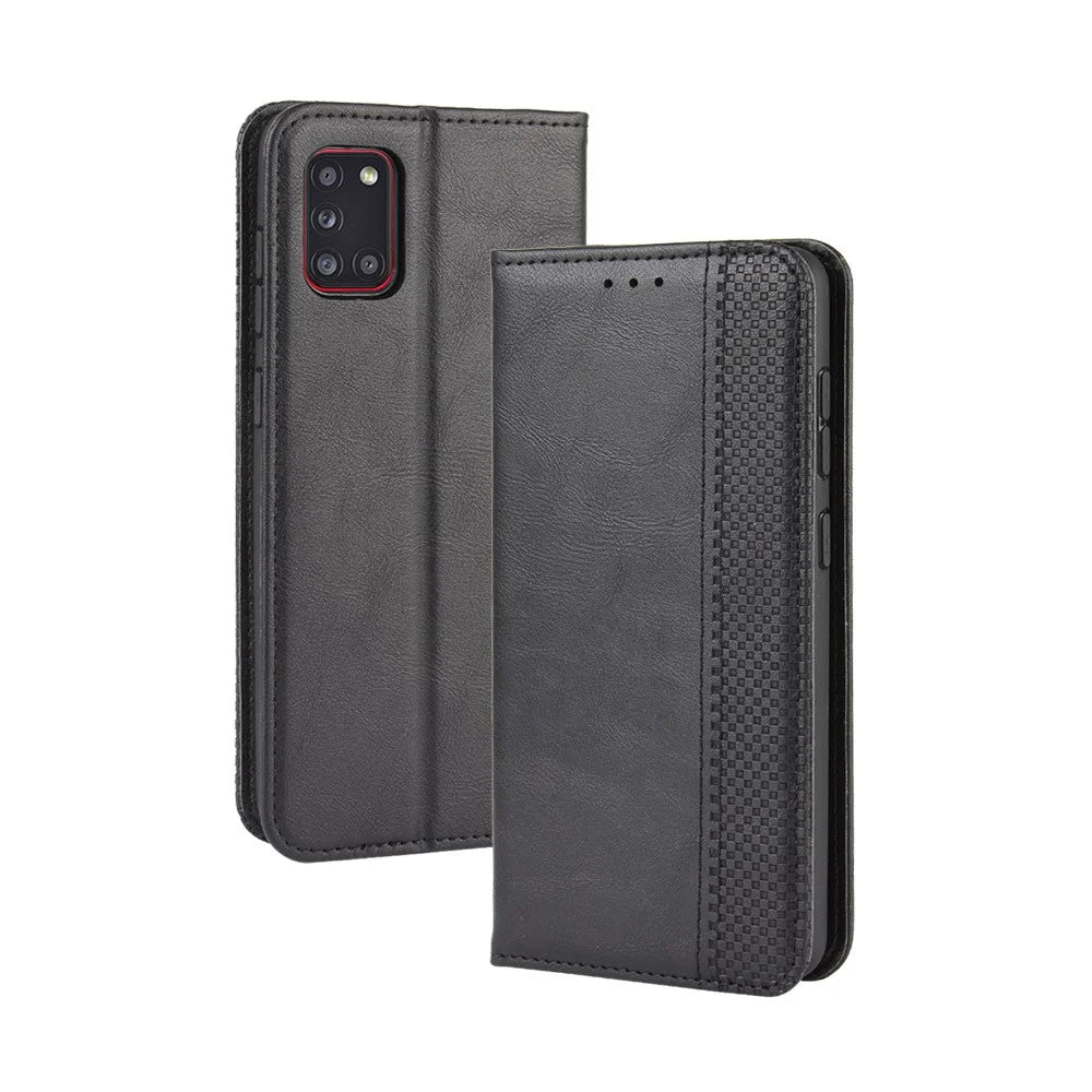 Retro Auto-absorbed Special Design Leather Cover for Samsung Galaxy A31 - Black - 2