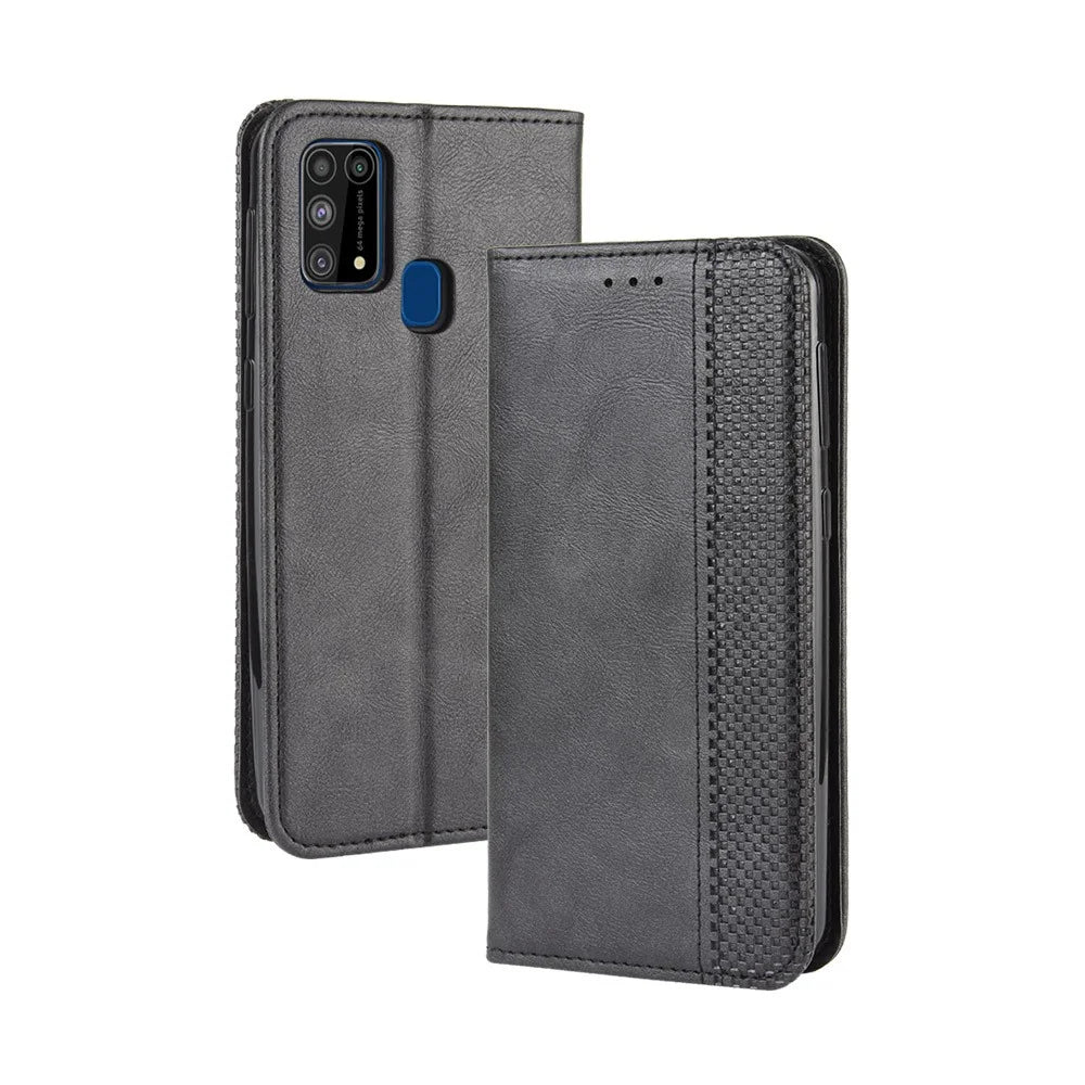 Magnetic Retro Leather with Wallet Phone Shell for Samsung Galaxy M31 - Black - 2