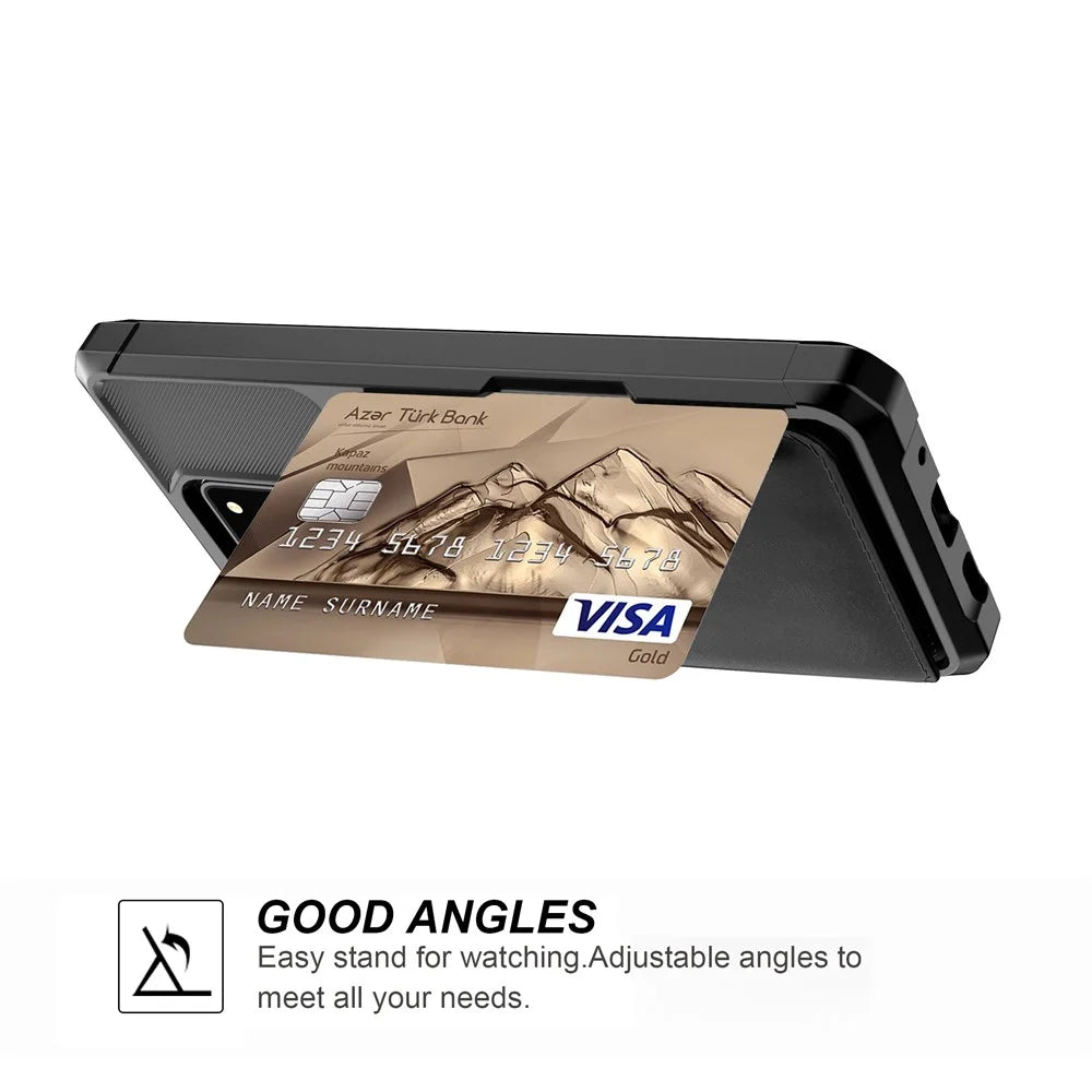 Wallet Kickstand Leather Coated TPU Cover Built-in Magnetic Sheet for Samsung Galaxy S20 Plus/S20 Plus 5G - Black - 2