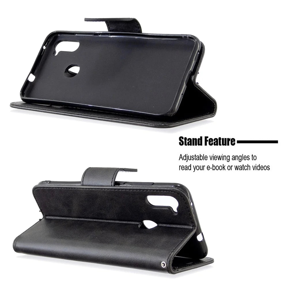 Wallet Leather Stand Case for Samsung Galaxy A11 (EU Version)/M11 - Black - 2