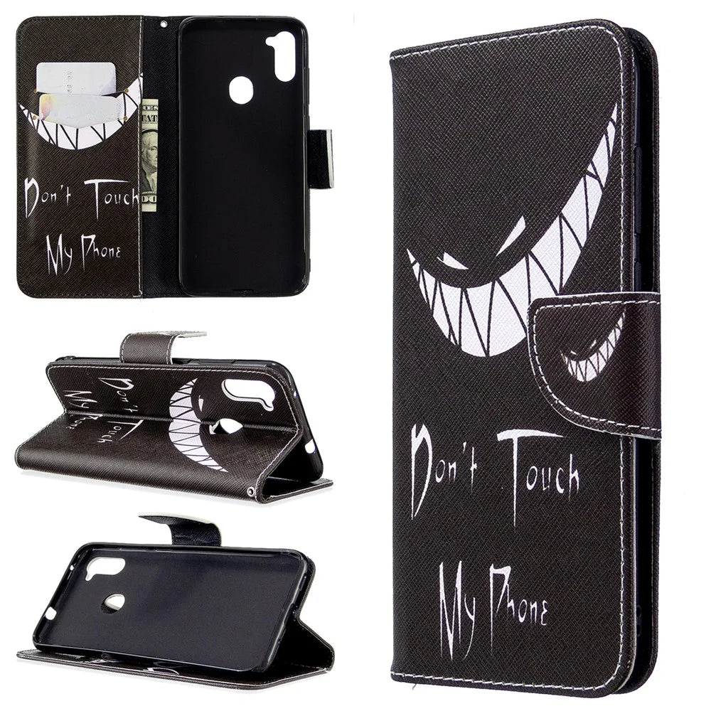 Pattern Printing Stand Leather Wallet Cover for Samsung Galaxy A11 (EU Version)/M11 - Do not Touch My Phone - 1
