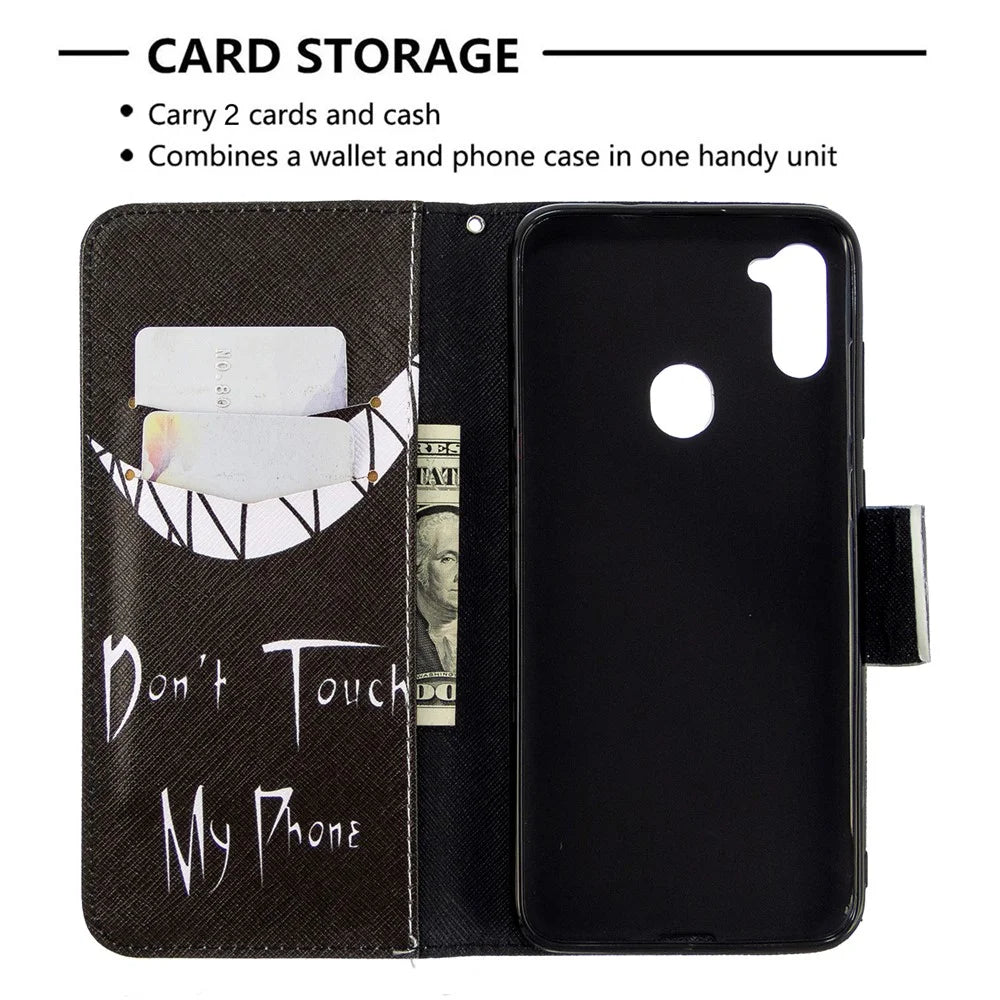 Pattern Printing Stand Leather Wallet Cover for Samsung Galaxy A11 (EU Version)/M11 - Do not Touch My Phone - 3