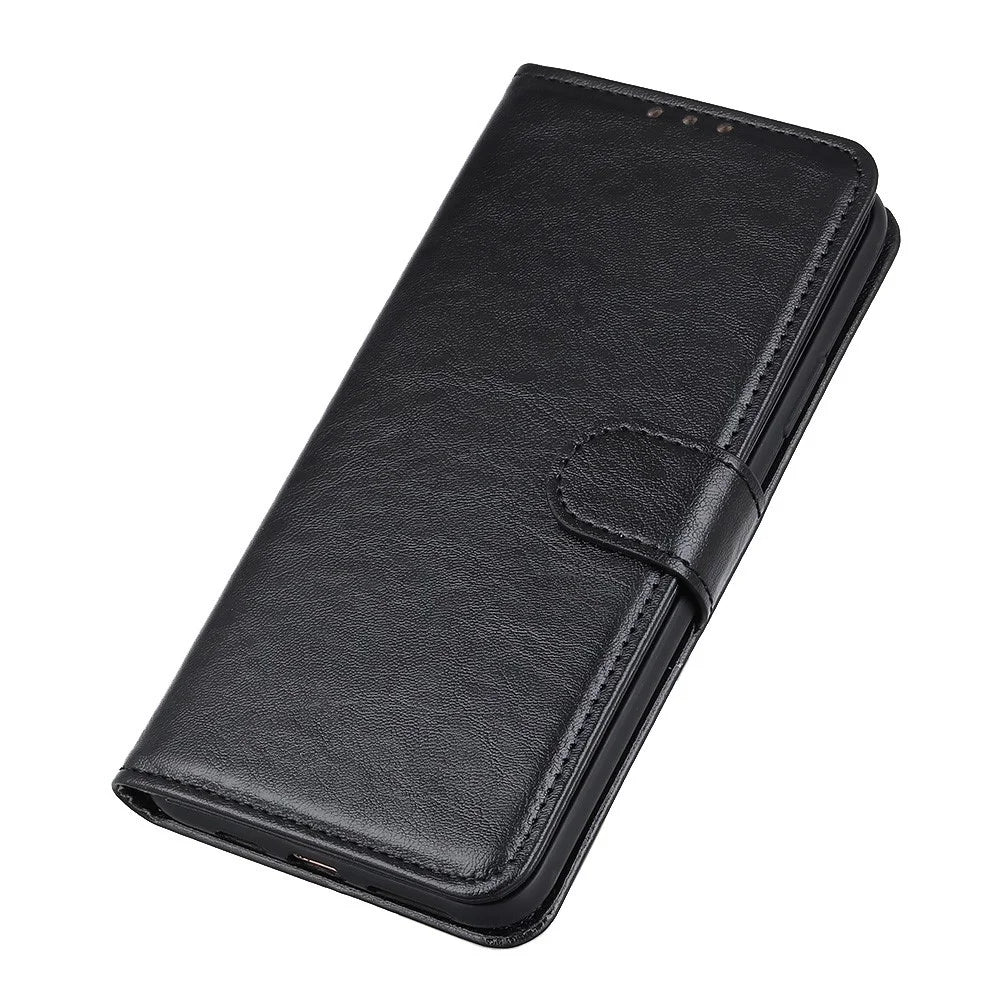 For Samsung Galaxy A41 (Global Version) Crazy Horse Leather Shell with Wallet Stand Case - Black - 5