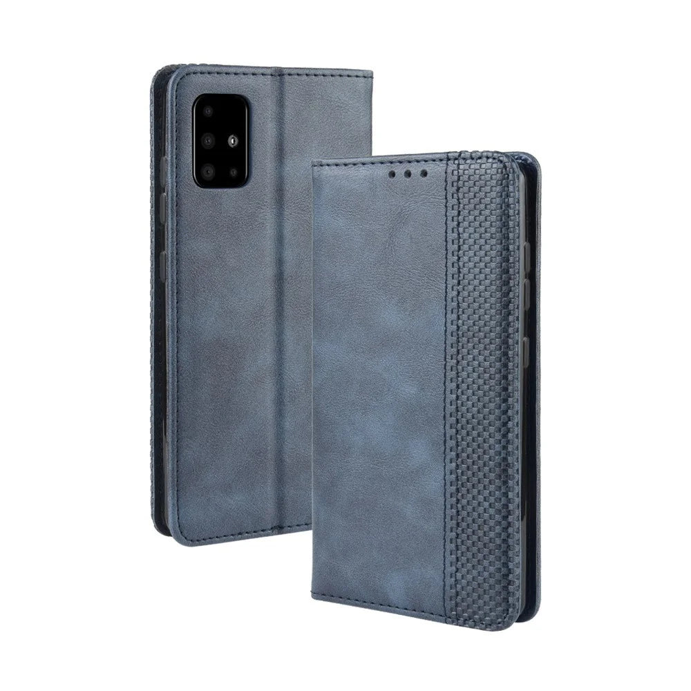 Retro Leather with Wallet Stand Cover for Samsung Galaxy A71 5G SM-A716 - Blue - 2