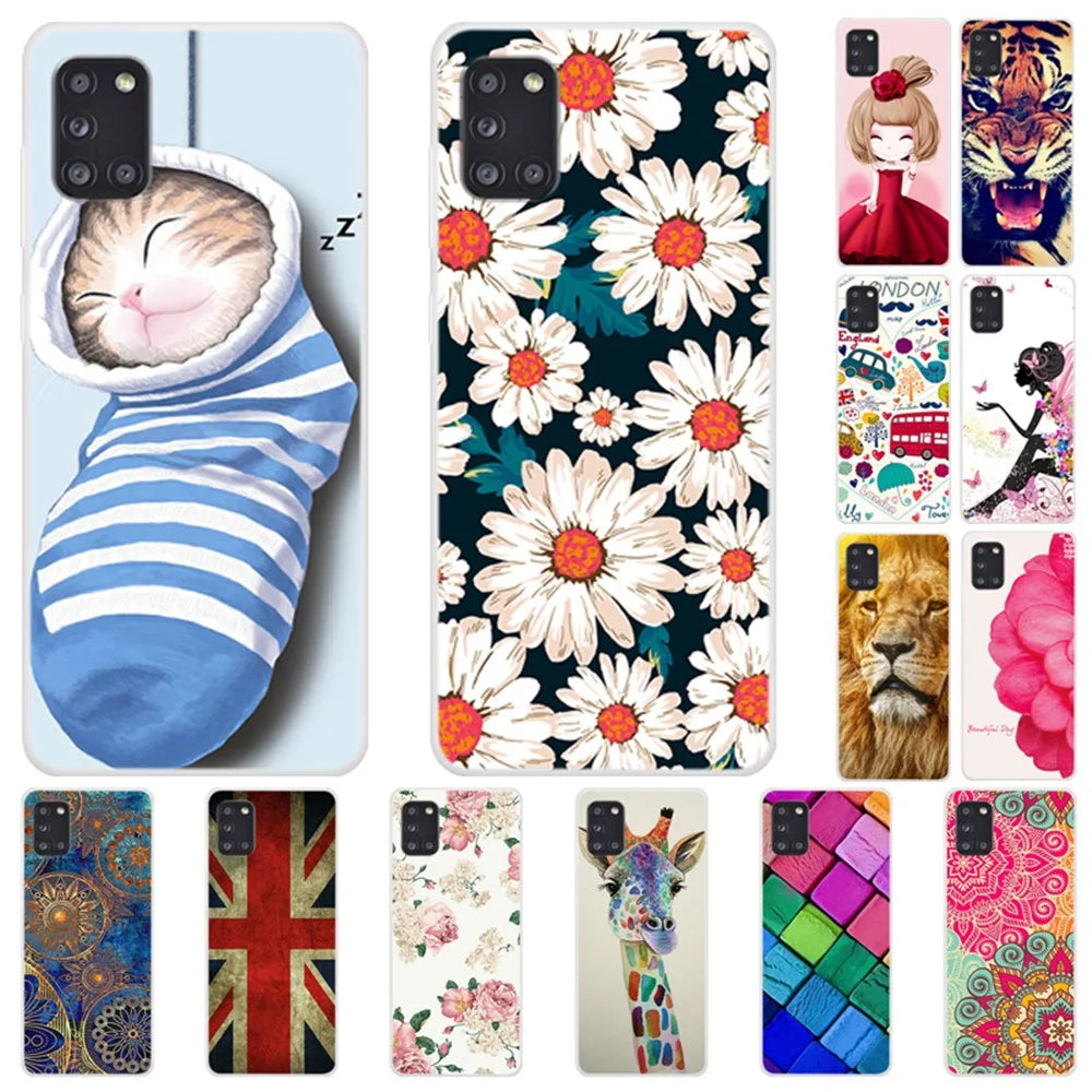 Pattern Printing Soft TPU Protective Case Phone Shell for Samsung Galaxy A31 - Blooming Flowers - 3