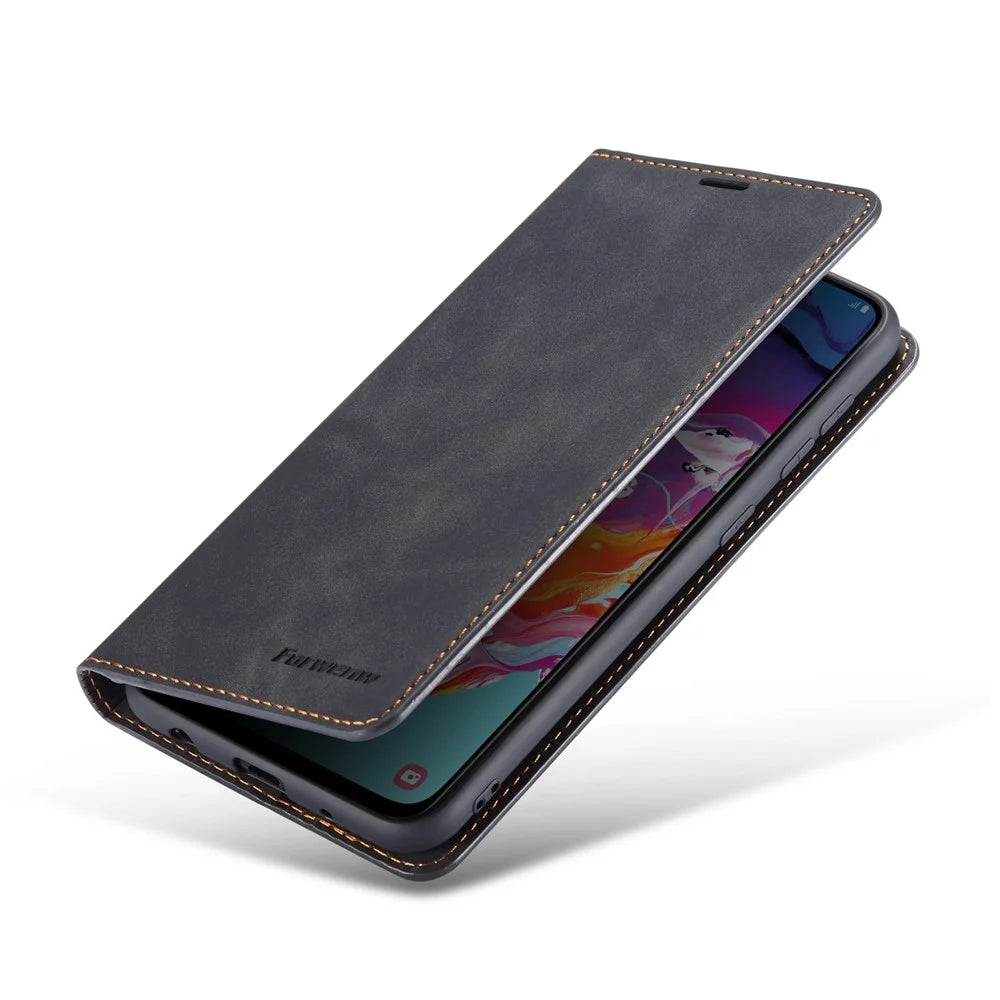 FORWENW Fantasy Series Silky Touch Leather Mobile Case for Samsung Galaxy A41 (Global Version) - Black - 1
