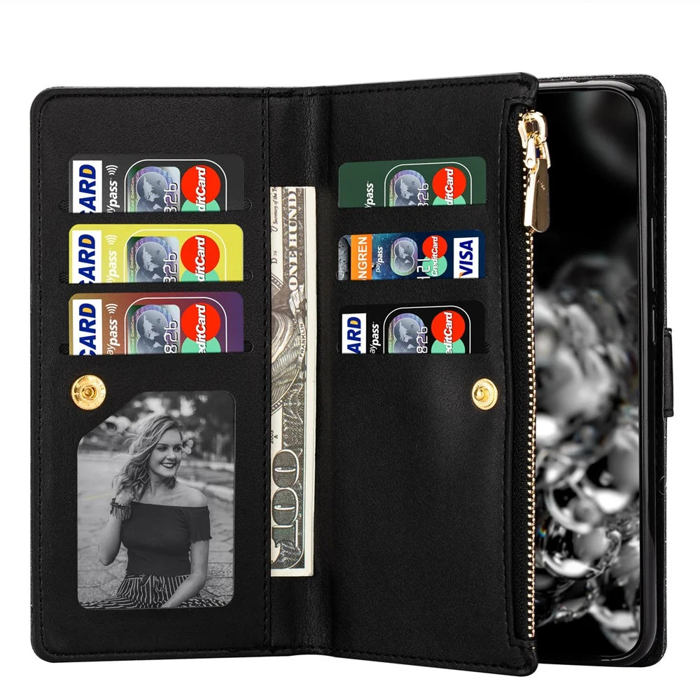 Glittery Starry Style Laser Carving Leather Case for Samsung Galaxy A51 SM-A515 - Black - 5