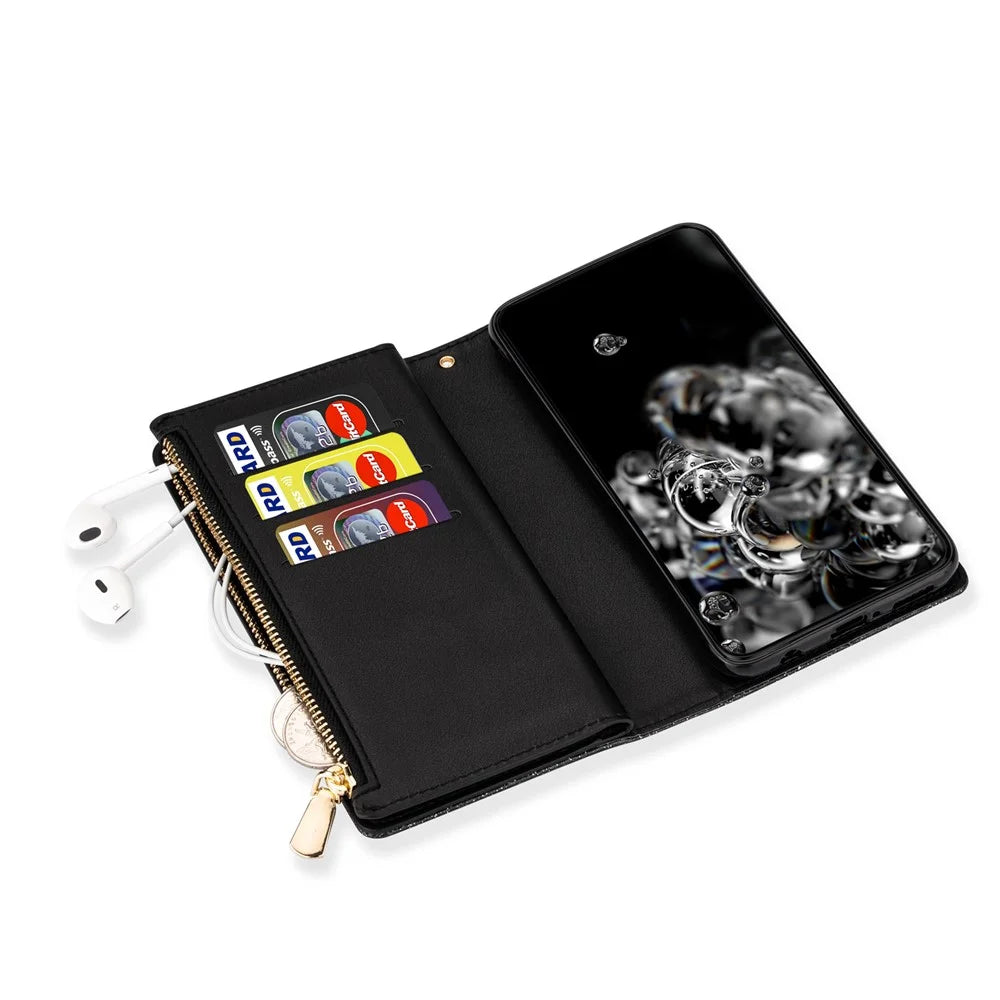 Glittery Starry Style Laser Carving Leather Case for Samsung Galaxy A51 SM-A515 - Black - 7