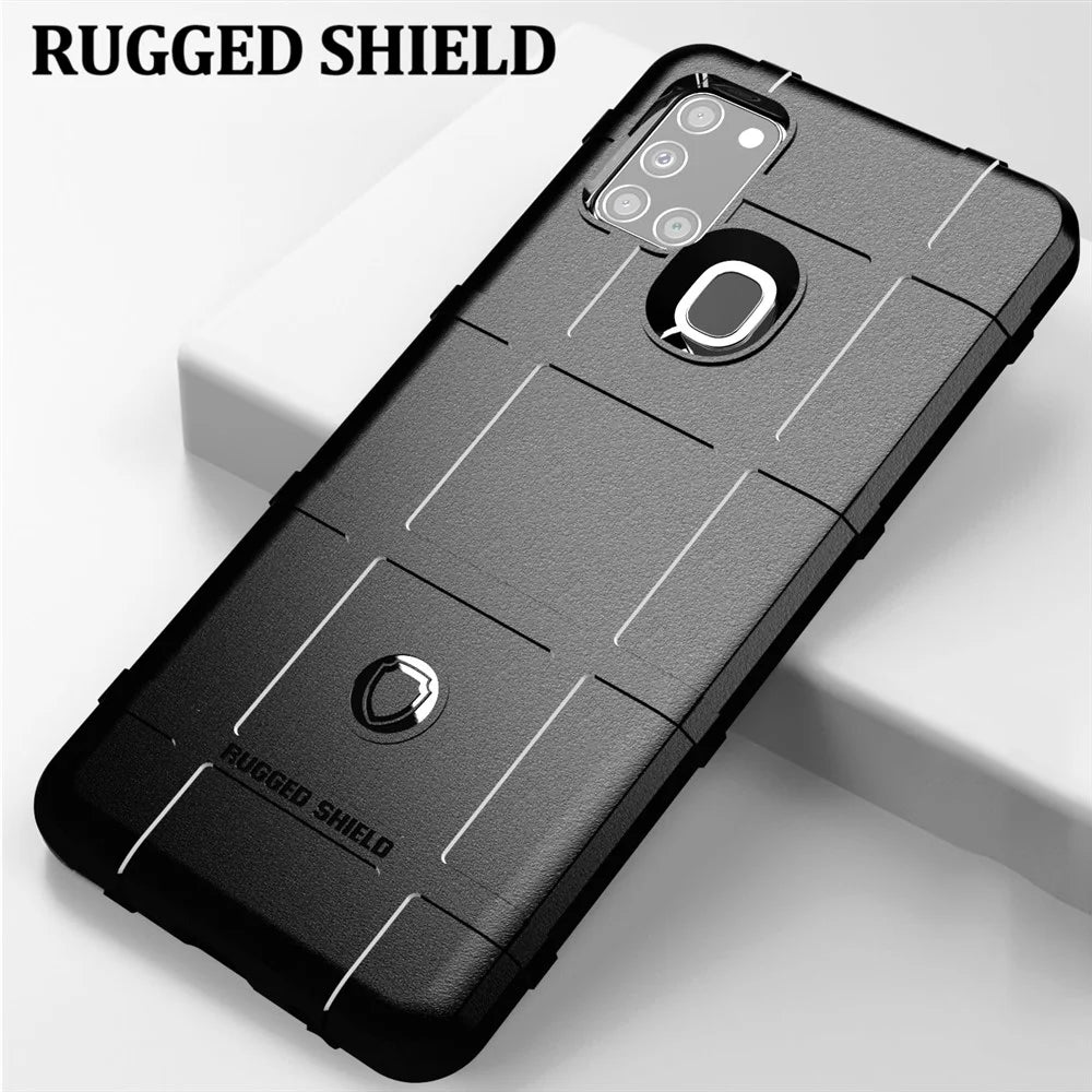 Anti-shock Square Grid Texture Thicken TPU Shell for Samsung Galaxy A21s - Black - 2