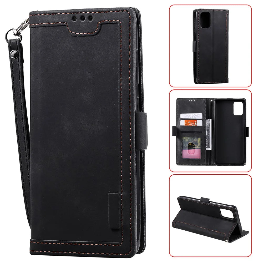 Vintage Splicing Style Leather Shell Protective Case for Samsung Galaxy A71 5G SM-A716 - Black - 1