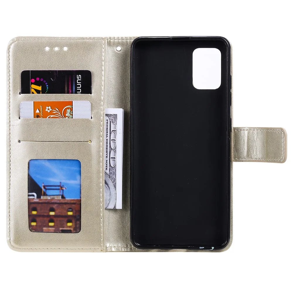 Imprint Flower Leather with Wallet Phone Casing for Samsung Galaxy A51 5G SM-A516 - Gold - 6